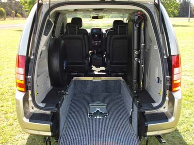 Chrysler Grand Voyager wheelchair vehicle - rear view interior close up