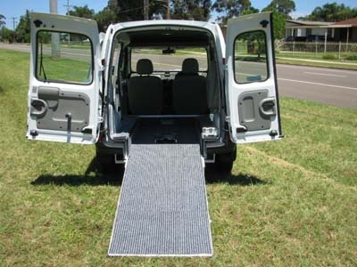 Renault Kangoo wheelchair vehicle - Rear doors open & wheelchair ramp